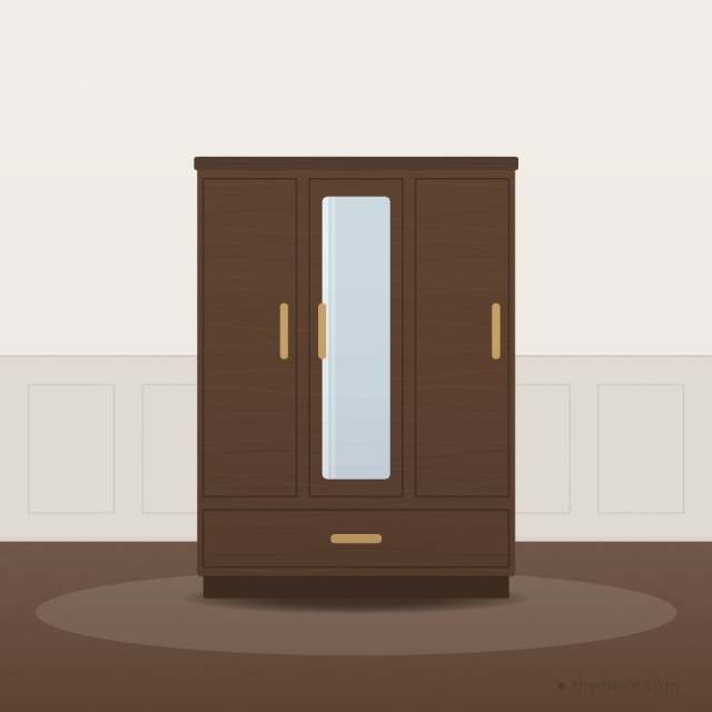 Three-door Wardrobe — Walnut
