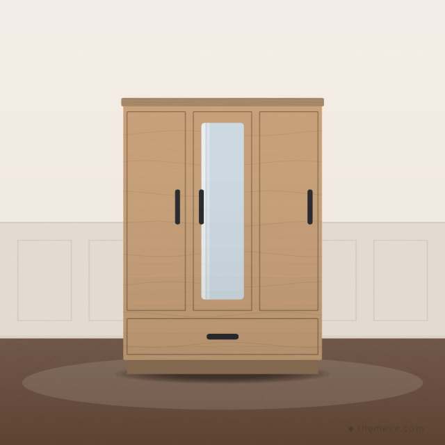 Oak Wardrobe with Mirror