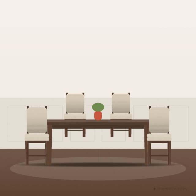 Walnut Dining Set — Linen Seats